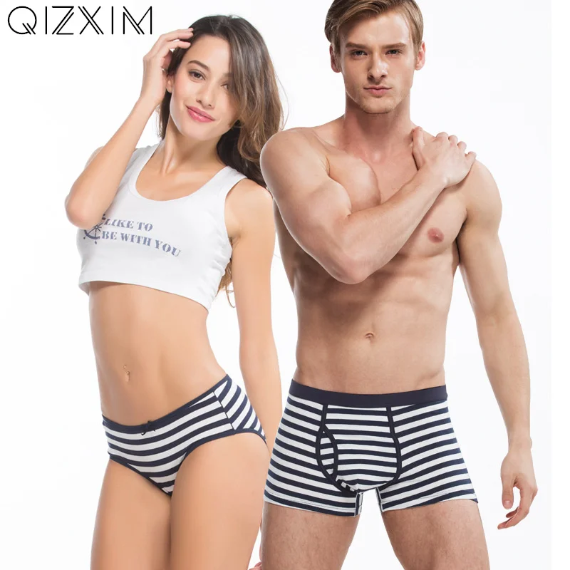 QIZXIM темно синее нижнее белье в полоску с принтом для влюбленных мужские трусы