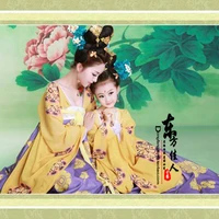 da tang chuan qi tv play legend of wu zetian print chiffon high wasit dress mum daughter parent child tang female costume sets