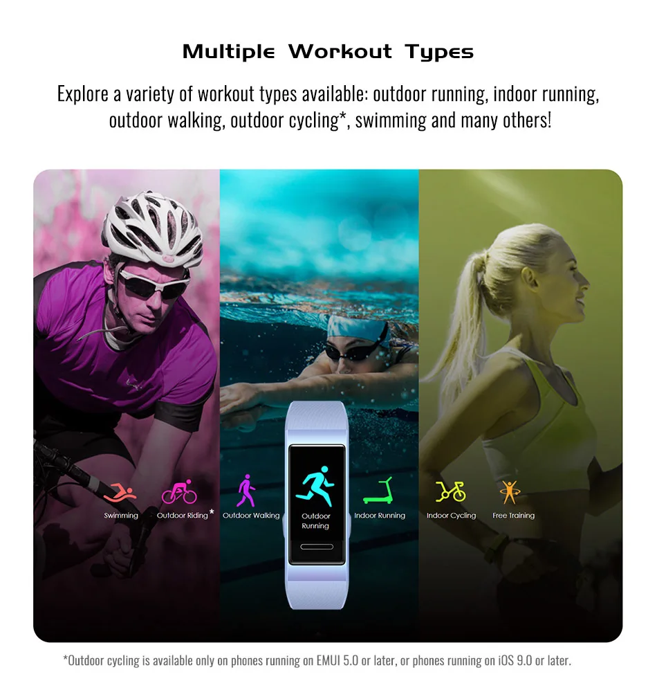 huawei Band 3/Redmi 3 Pro Smartband металлический каркас, активно-матричные осид, полный Цвет Дисплей сенсорного экрана Плавание ход сердечного ритма Сенсор сна