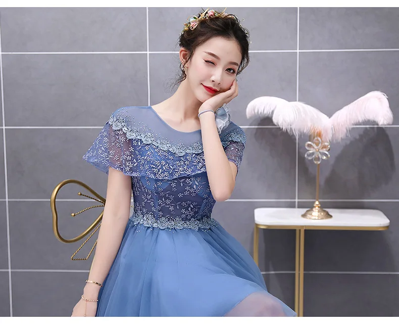 New short navy blue sweat lady girl women princess bridesmaid banquet party ball dress gown free shipping | Свадьбы и торжества