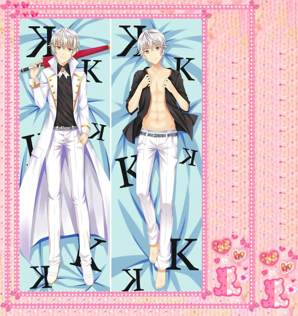 

Anime Cartoon K Project Double Bolster Hugging Pillow Case Pillow Cover Pillowcase Peach Skin 2 Way No.61073