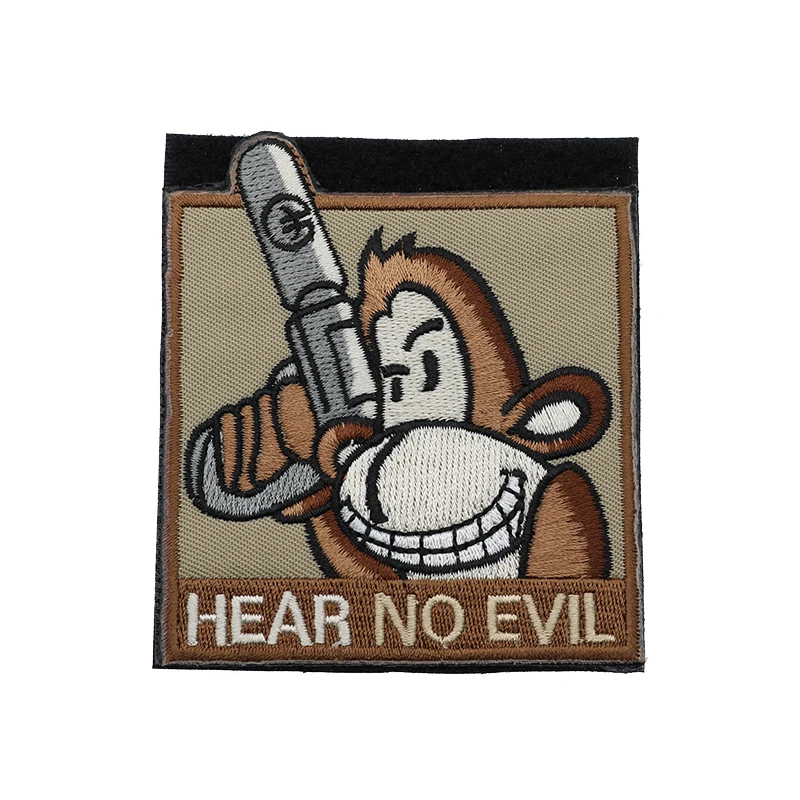 

3D Can'T Hear Evil Embroidery Badge Armor Bag Sticker Military Tactics Outdoor Supplies Backpack Badge Embroidery Cloth Sticker