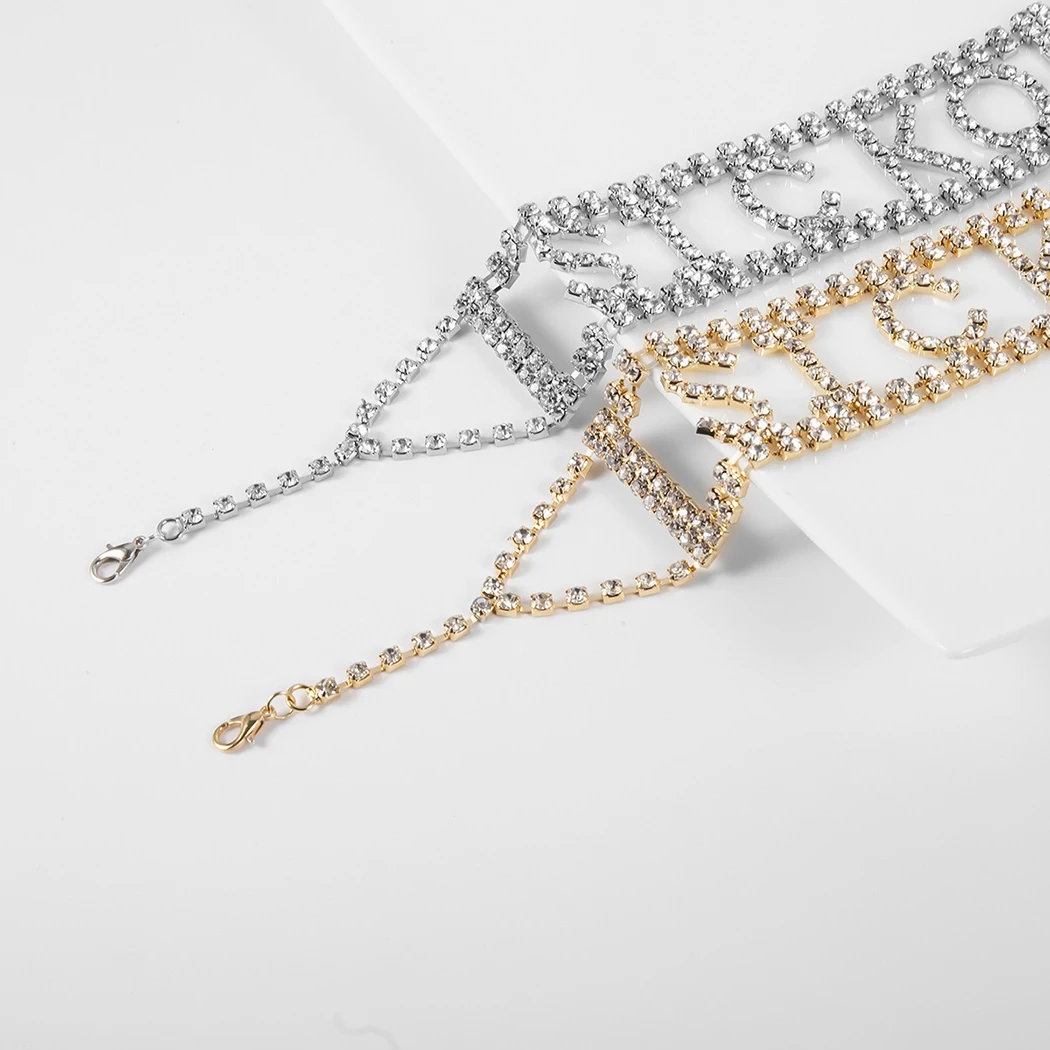 Женское Ожерелье-чокер Стразы с надписью модное ожерелье-чокер из сплава женские