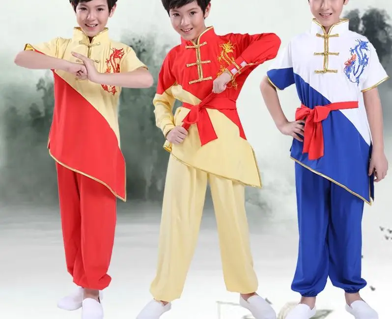 new unisex high quality kids Embroidery dragon kung fu wushu clothing children martial arts uniforms tai chi suits |