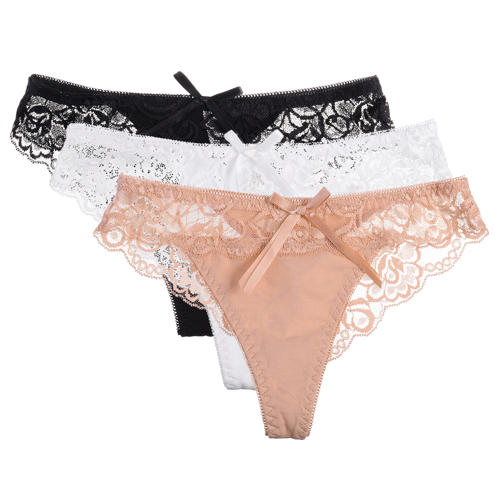 3 шт./лот сексуальные женские трусы бесшовные v образный вырез кружевные с