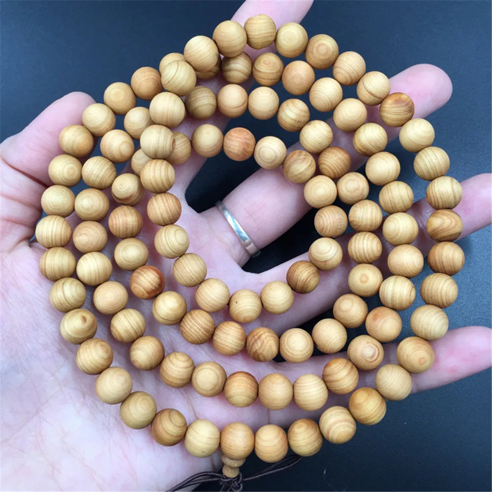 

10pc 6/8mm Taihang Cliff Cypress 108 Prayer Bracelet 2cm Round Beads Men' Bracelet Buddhist Rosary Wood Chain Meditation Mala