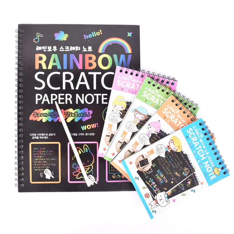 19*26cm Large Magic Color Doodling Scratch Sketch Drawing Note Rainbow Art Papper Children Educational Toy