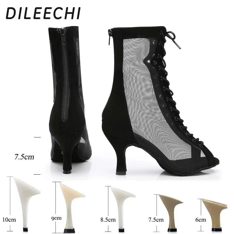 Туфли DILEECHI женские для латиноамериканских танцев нубук с сеткой удобная обувь