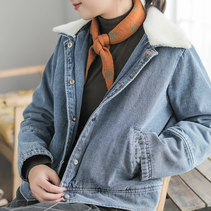 Осенне-зимние куртки модные женские свободные джинсовые пальто новый кардиган