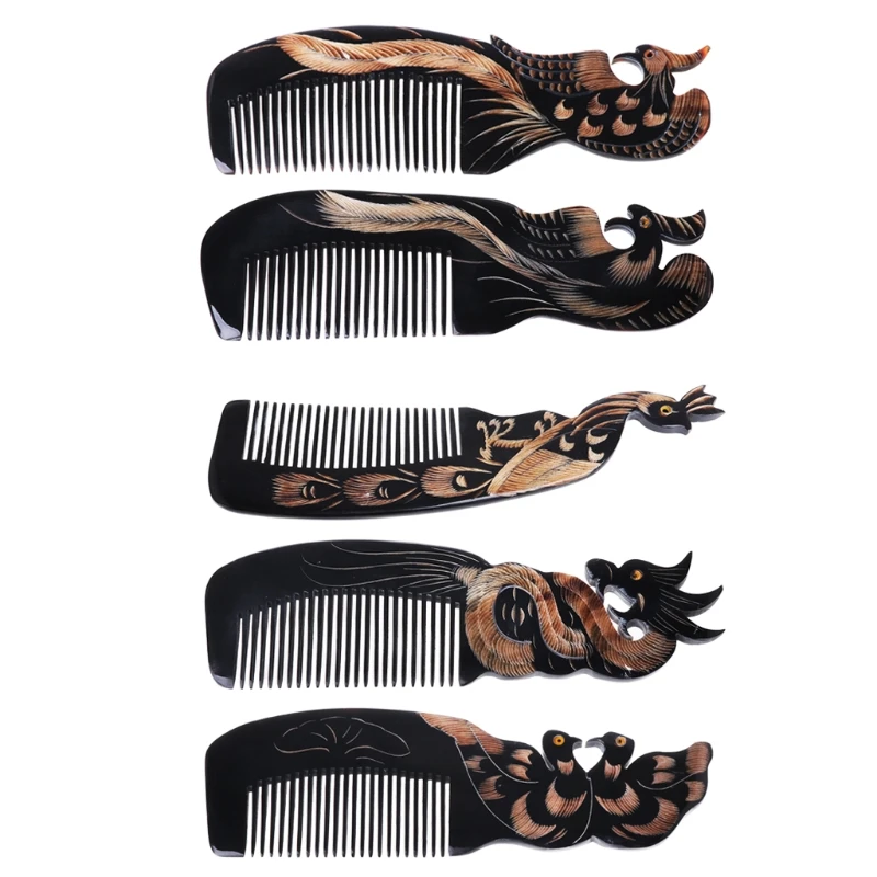 

New Fashion Natural Ox Horn Comb Hand Carved Hair Loss Treatment Brush Massage Healthy Combs