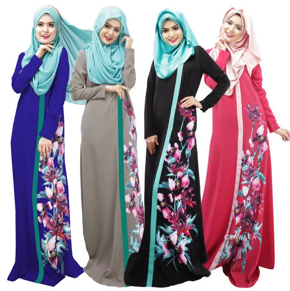 

Muslim Turkish Turkey Islamic Clothing For Women Abaya Femme Dress Kaftan Saudi Dubai Arabia Malaysia Fashion Floral Print Robe