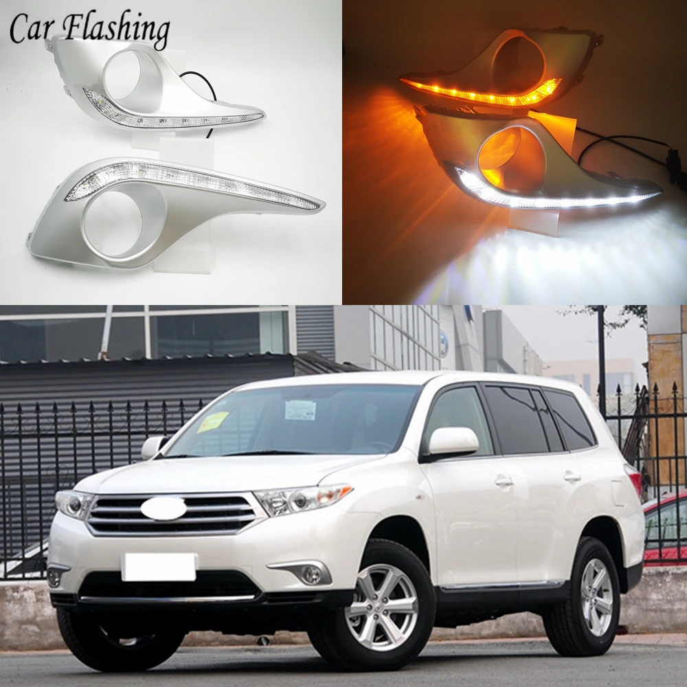 Автомобильные мигающие DRL для Toyota Highlander 2012 2013 2014 дневные ходовые огни
