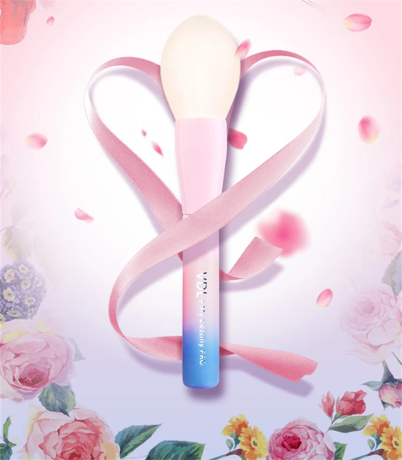 VDL+ My Destiny Pro 14Pcs Makeup Brushes Set Gradient Pink Yellow Soft Blusher Powder Complete Cosmetic Brush Kit with Bag