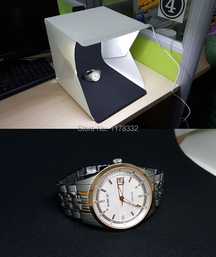 

Folding Mini LED Light Tent Portable Photography Studio Softbox Light box for iPhone for Samsang Smartphone or DSLR Camera