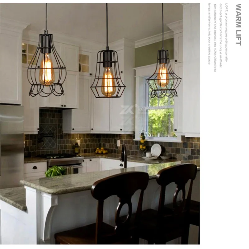 star wish Loft American country restaurant pendant light retro industrial wind clothing store creative bar birdcage hanging lamp | Освещение
