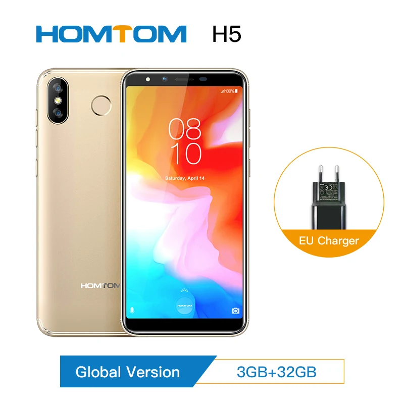 HOMTOM H5 3 GB 32 мобильный телефон 3300 mAh быстрая зарядка Android8.1 5 7 &quotЛицо ID 13MP камера MT6739