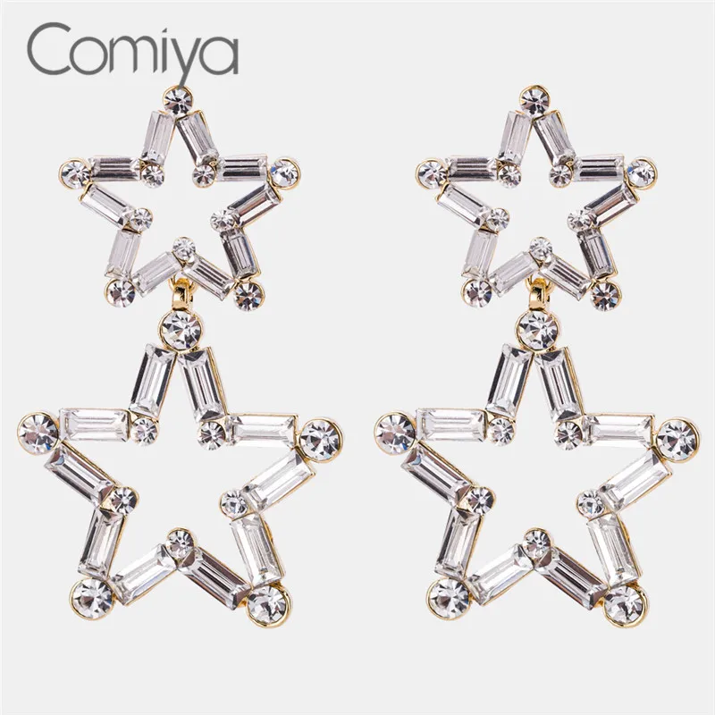 Comiya/брендовые серьги капельки со стразами и мозаикой из цинкового сплава