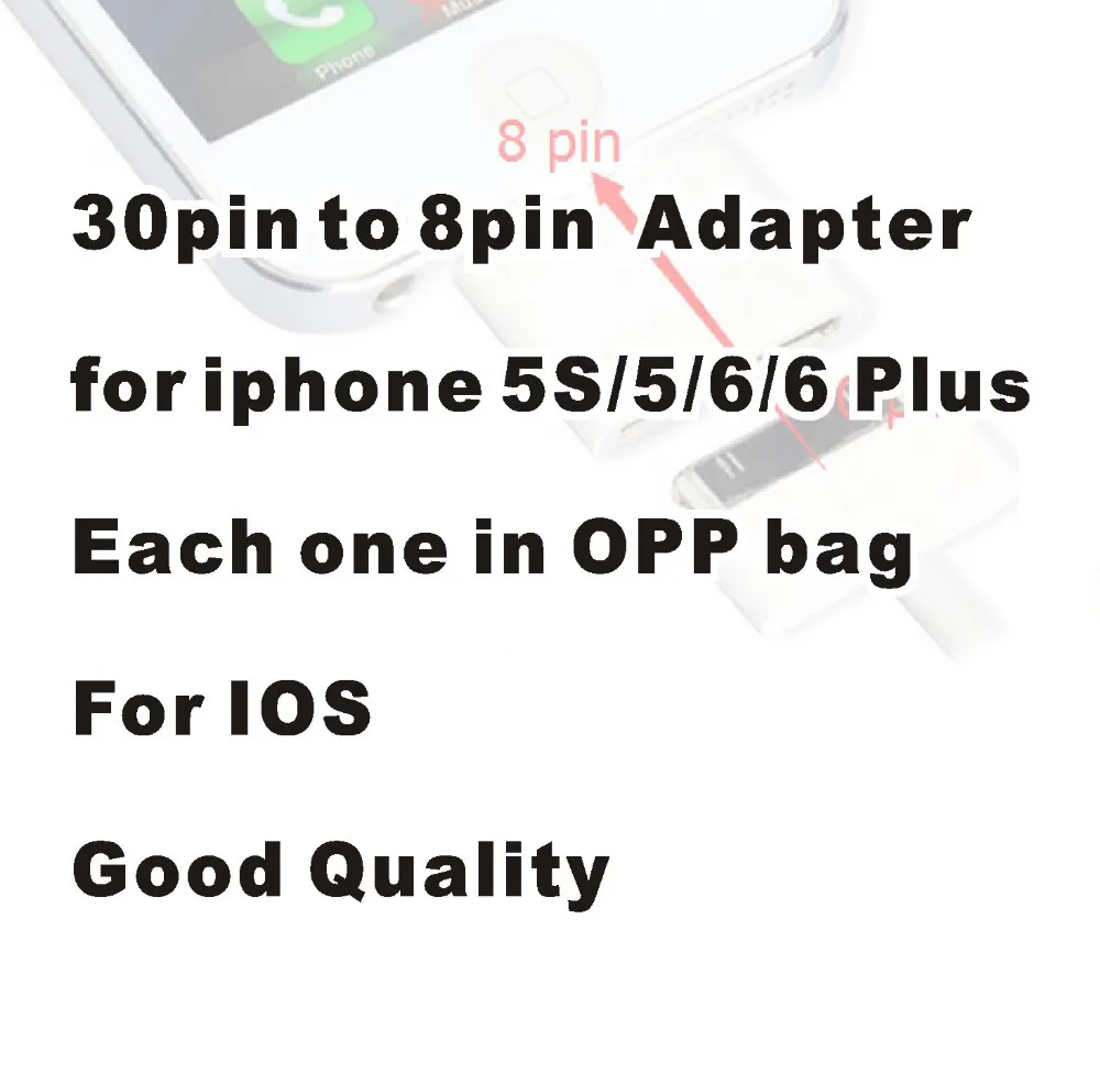 Адаптер cyliliya 300 шт./лот от 30 Pin до 8 для iPhone 5 5S 5C 6 6Plus 7 7plus поддержка iOS9.3.2 10 10.x. x