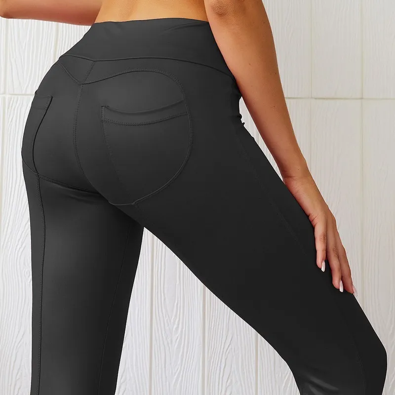 Black Yoga Pants Леггинсы для тренажерного зала, Спортивная Женская Фитнес Йога Леггинсы с высокой талией для йоги брюки с карманами спортивные Леггинсы тренировки спортивные лосины спортивная одежда - Цвет: Black Yoga Pants