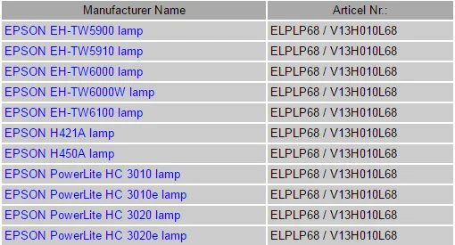 ELPL68 V13H010L68 для Epson EH-TW5900 EH-TW6000W EH-TW6100 проектор-лампа 3010 проектор-лампа 3010E лампой с Корпус