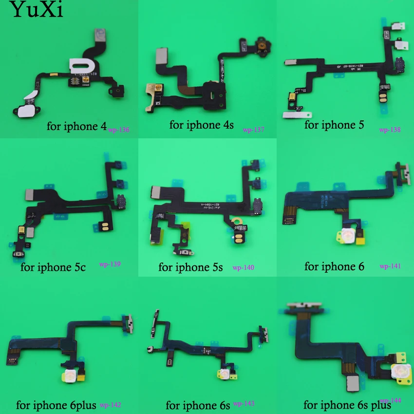 YuXi кнопка включения и выключения гибкий кабель для iPhone 4 4S 5 5S 5C 6 6S Plus 6plus немой