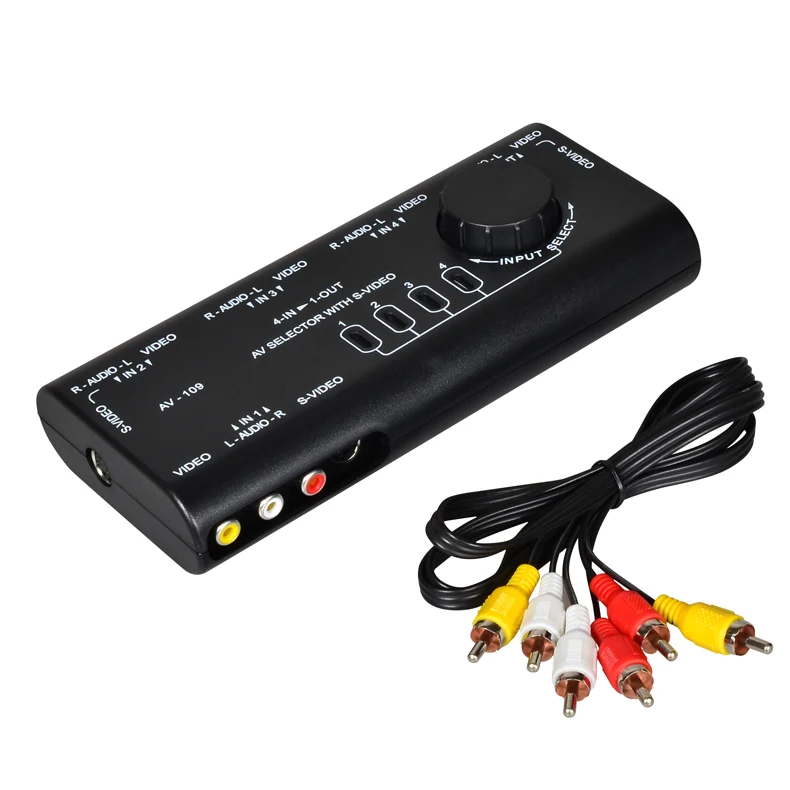 Выход 4 в 1 Переключатель AV RCA разветвитель для аудио и видеосъемки ходовой