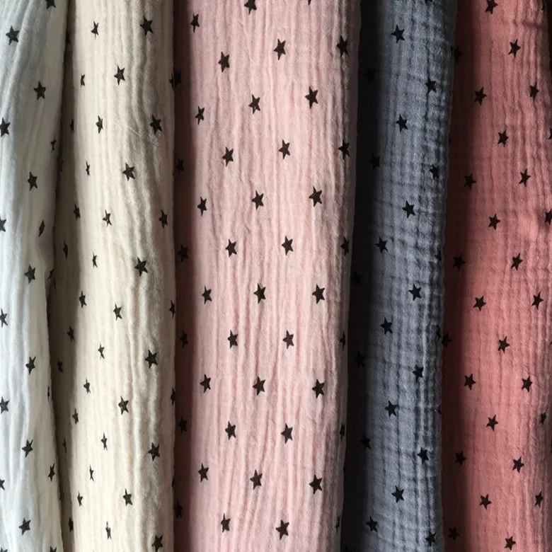 100% хлопок с рисунком двойная Марля мягкая ткань 140 см 55 дюймов ширина 125 г/м2