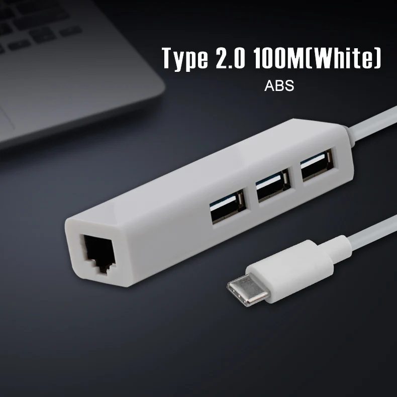 type2.0 100M white Usb хаб все в одном usb c lan к rj45 Тип c к Ethernet адаптеру для macbook usb 3,0 1000 Мбит порт lan newwork гигабитный разветвитель для портативных компьютеров - Цвет: type2.0 100M white