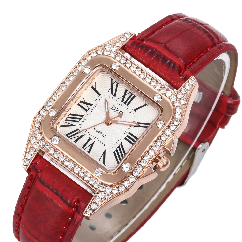 Часы наручные стразы женские кварцевые с кожаным ремешком 2020|Женские часы| |