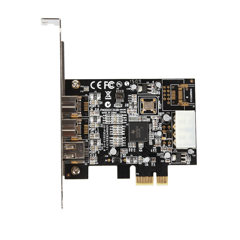 Дополнительная карта BTBcoin PCI Express 3 порта Firewire 1394B и 1394A PCIe 1 1x1 Чипсет TI XIO2213B 1394