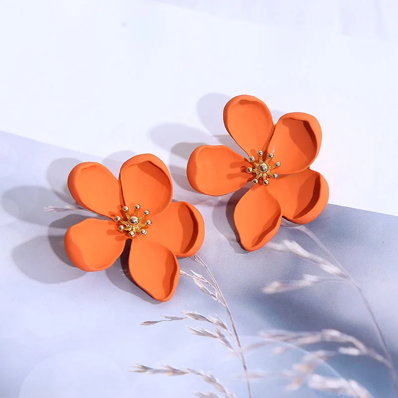 Fashion Ladies Metal Flower Drop Earrings For Women 2019 Trendy Cute Alloy Spray Paint Dangle Earring Party Jewelry Gifts | Украшения и