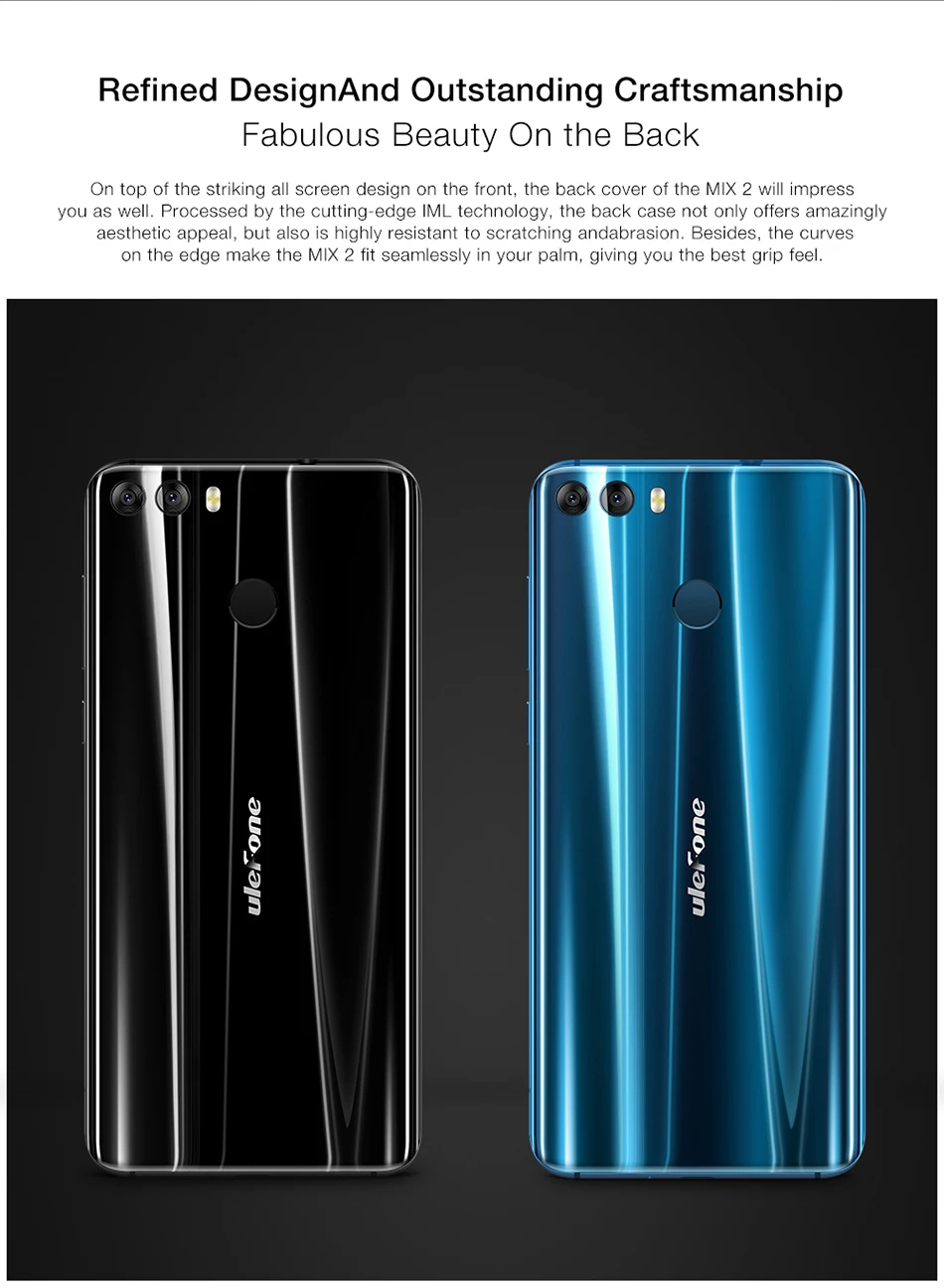 Ulefone Mix 2 5,7 дюймов HD+ 13 МП Две камеры мобильный телефон MTK6737 четырехъядерный Android 7,0 2 ГБ+ 16 Гб отпечатков пальцев 4G смартфон