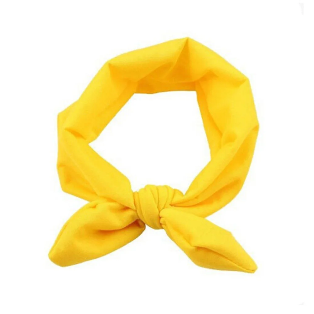 Hot Sale 1 pcs Women Fashion Elastic Stretch Plain Rabbit Bow Style Hair Band Headband Turban HairBand Hair Accessories - Цвет: yellow