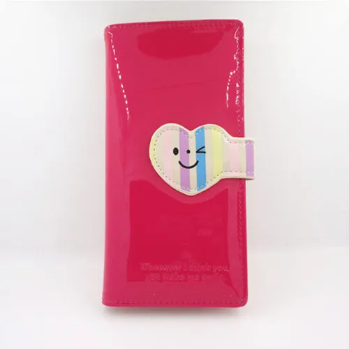 Милый женский кошелек со смайликом блестящий из искусственной кожи длинный