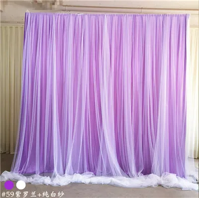 59 purple Свадебный фон занавес события вечерние Декор на свадьбу для заднего плана сцены лед шелк драпировочный фон с органзы - Цвет: 59 purple