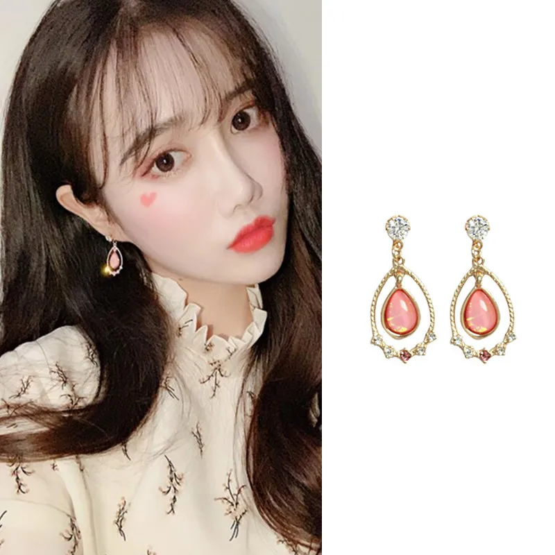 MENGJIQIAO новые корейские винтажные любовные сердца висячие серьги для женщин Сладкий микро проложили круг водослива Pendientes вечерние ювелирные изделия