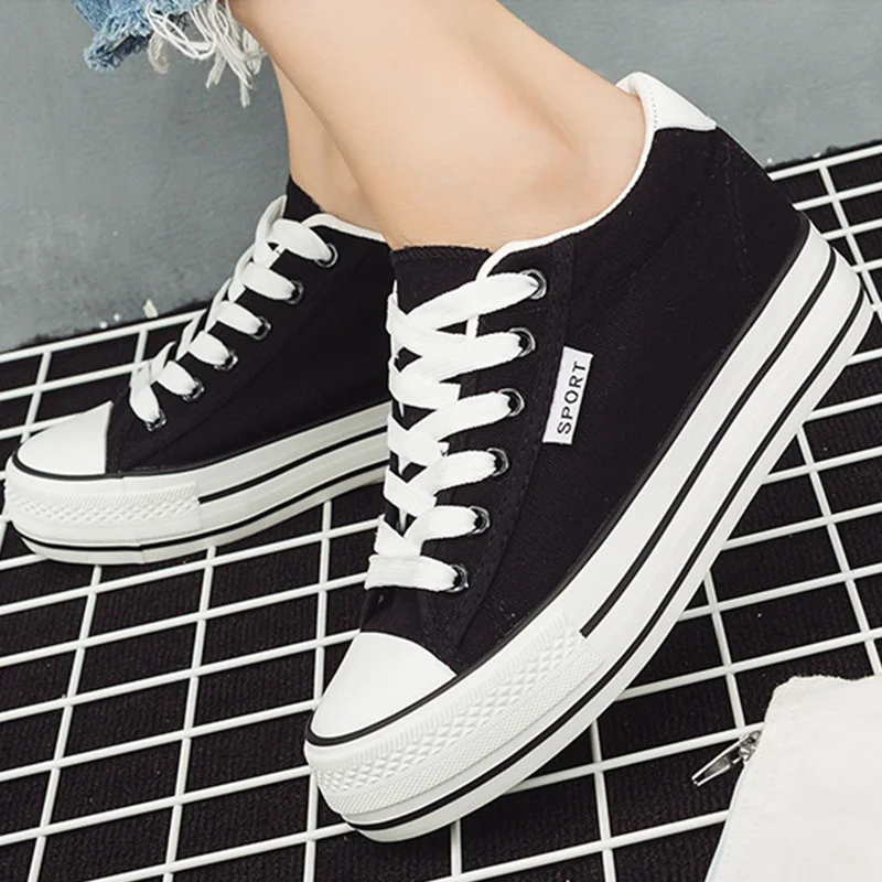 Для женщин Белые парусиновые туфли на платформе Confort Высокая Увеличение толстая