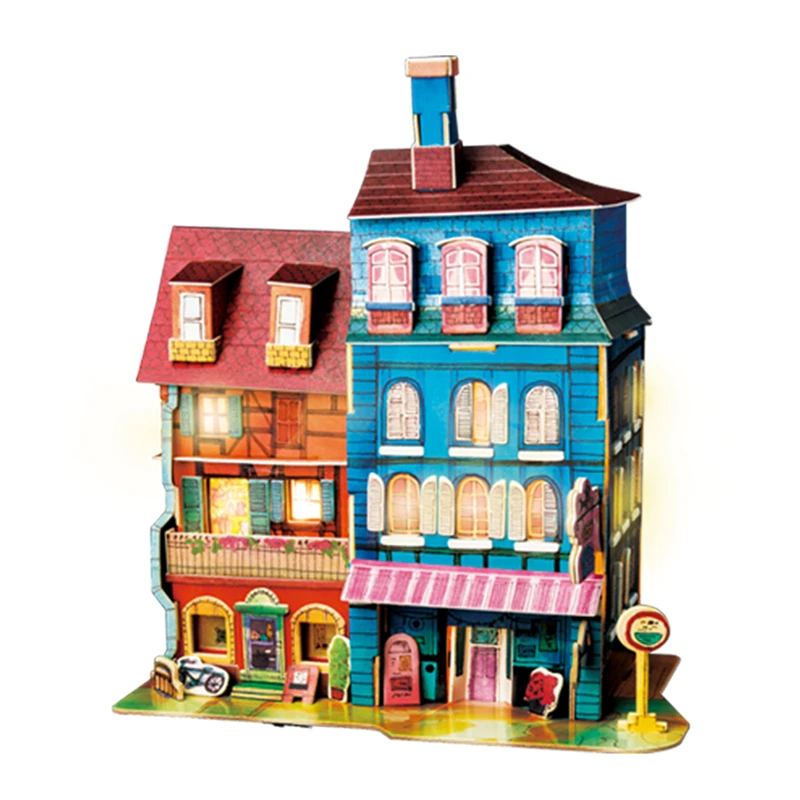 Robud DIY Кукольный дом со светодиодной подсветкой миниатюрный кукольный домик 3D