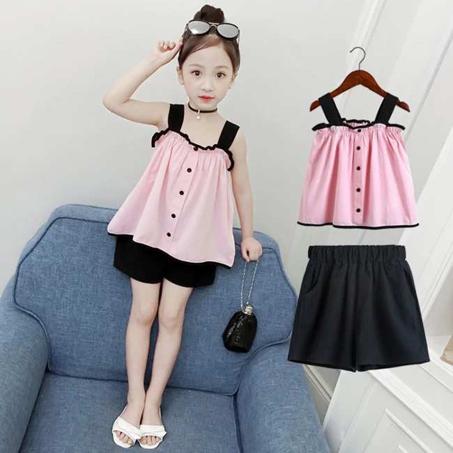 Комплект летней одежды для девочек 2019 новые хлопковые наряды детская одежда