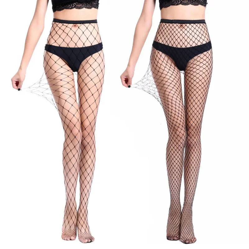 Женские чулки ажурные пикантные колготки черные нейлоновые сетчатые эластичные