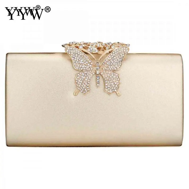 Женский клатч со стразами и бабочкой Сумочка на плечо для вечеринки свадьбы