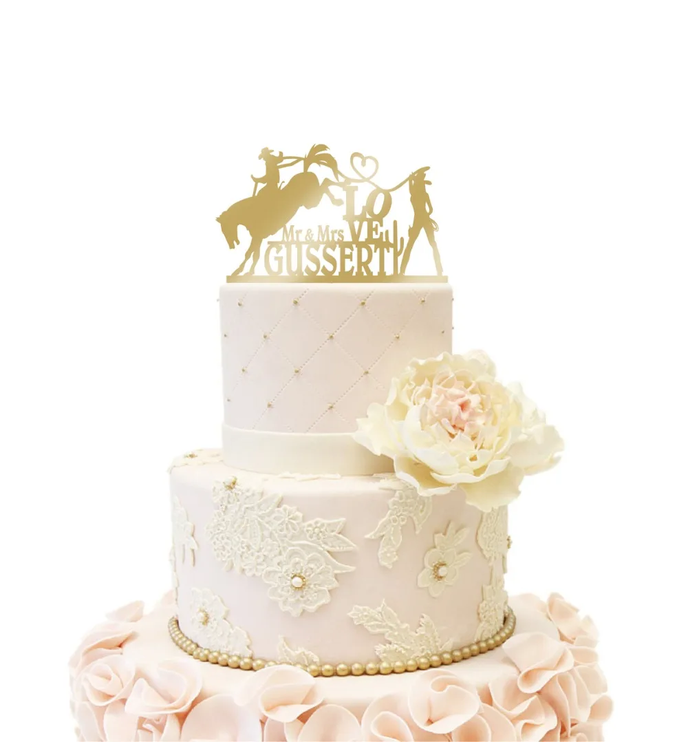 Свадебный торт Топпер Конный силуэт Жених и невеста с шляпой лошадь Mr Mrs на заказ