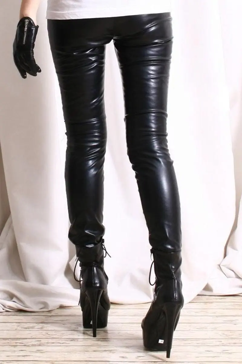 Женские Готическая шнуровка панк-рок брюки из искусственной кожи женские