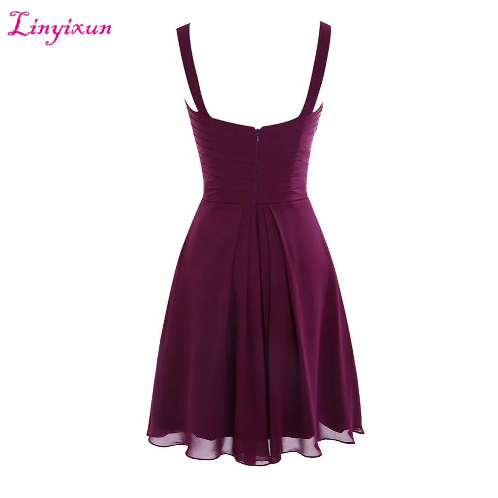 Женское платье Linyixun фиолетовое для выпускного бала с треугольным вырезом 8 класс