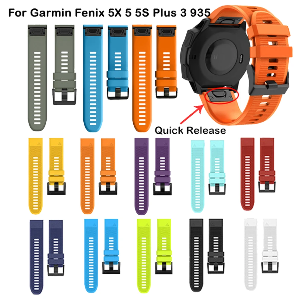 Ремешок для часов 26, 22, 20 мм, ремешок для часов Garmin Fenix 6X pro 5, 5S, Plus, 3, 3HR, D2, S60, быстросъемный силиконовый ремешок Easyfit