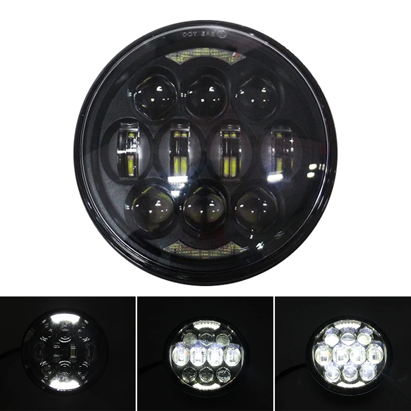 1 PCS 5.75 Inch Black 80W LED Headlight 5 3/4'' Round LED Projector Light High/ Low Beam  Driving Lights for Motorcycle