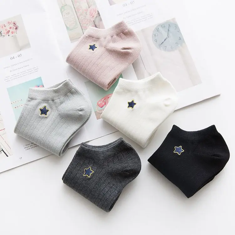 5 пар женские хлопковые короткие носки со звездами|Носки| |