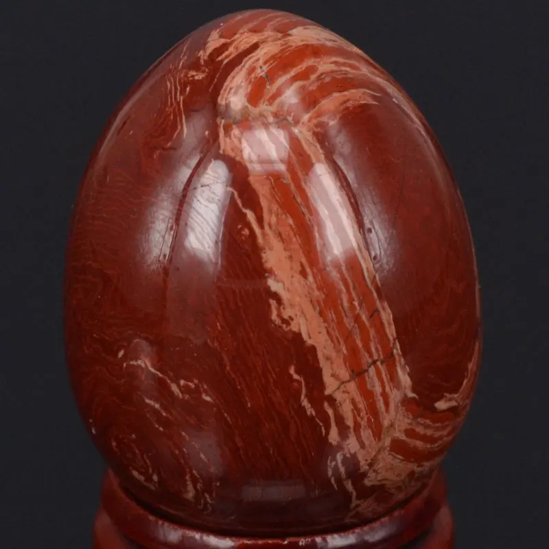 

34x44mm Natural Gemstone Banded Jasper Sphere Egg Healing Reiki Crafts Stone Massage Finger Exercise