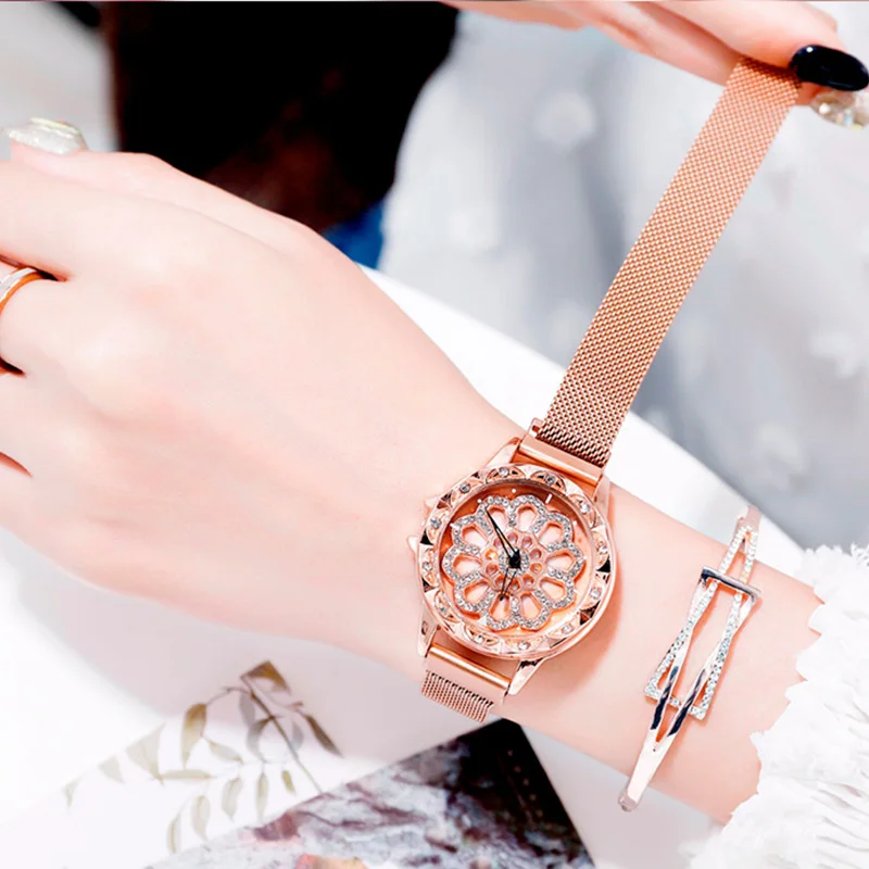 Женские часы браслет relogio feminino 2019 новые модные женские вращающиеся магнитные на