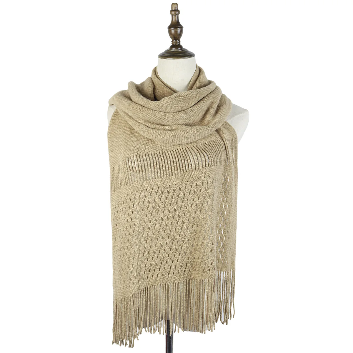 

Knit Scarfs Fashion Women Winter Wraps Shawls Jacquard Stoles Capes Tassels Elastic Soft Material Luxury